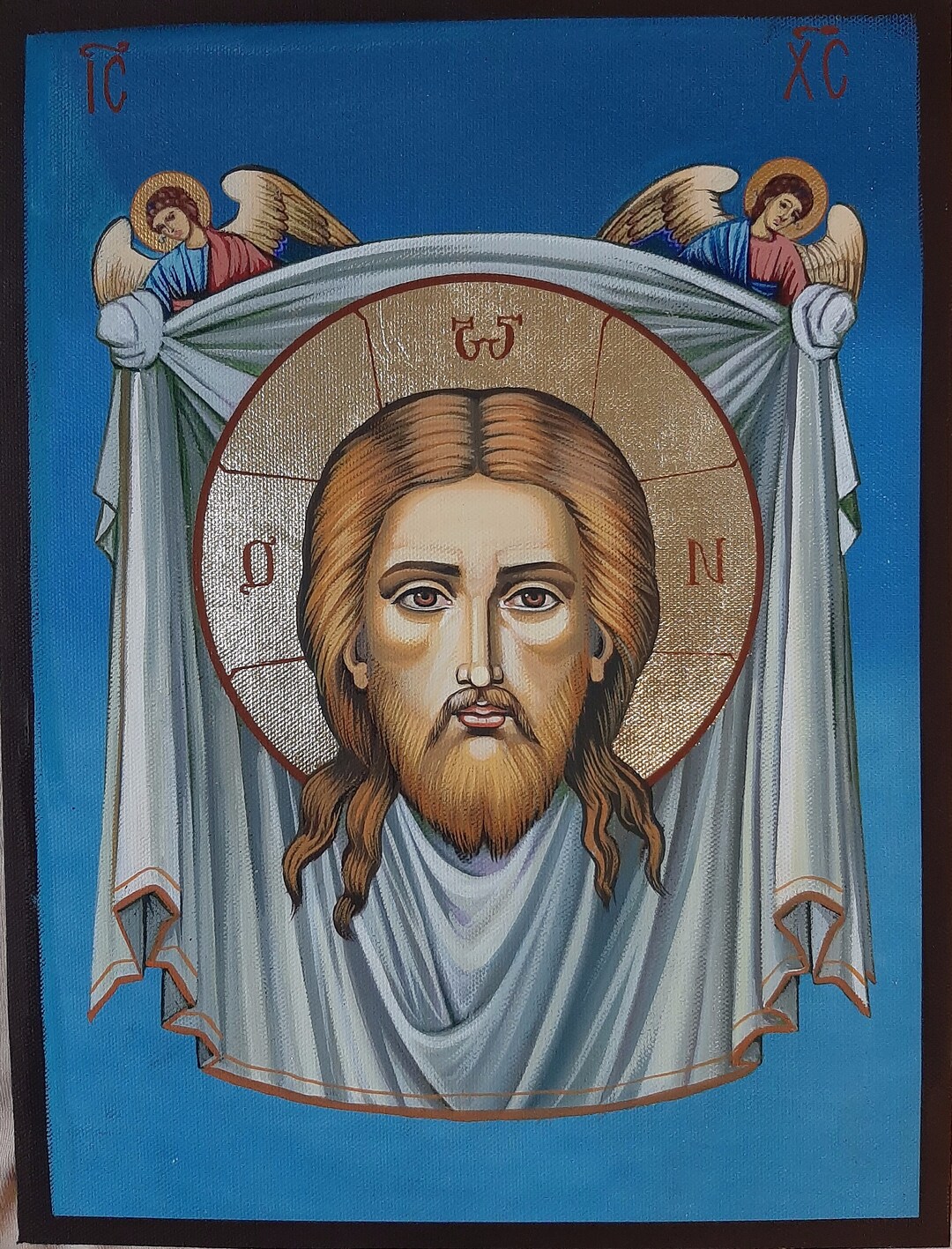 Hand Painted Jesus Christ Icon With Gold - Modern Greek Orthodox Art - Etsy