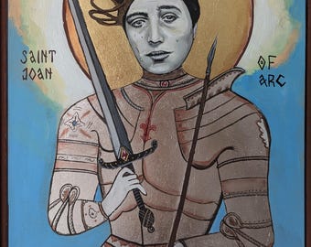 Handgemachte Jeanne d'Arc Ikone: Blattgold, Silberrüstung, Dreyer Film Art