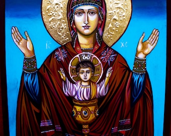 Theotokos Inexhaustible Cup Icon: Virgin Mary and Jesus