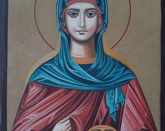 Hand-Painted Icon of Saint Paraskeva of Rome - Eastern Orthodox Art
