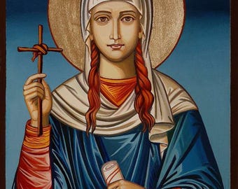 Handgemalte Ikone der Heiligen Nina: Orthoädistische christliche religiöse Kunst