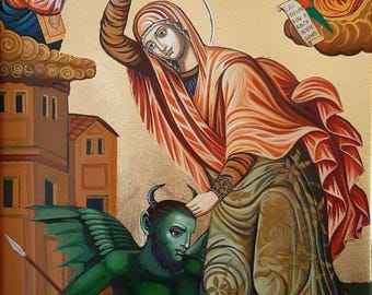 Handgemalte Heilige Marina Ikone: Griechisch kirchliche Wandkunst