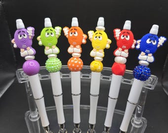 Bead-azzling Custom Creation MnM's Pens