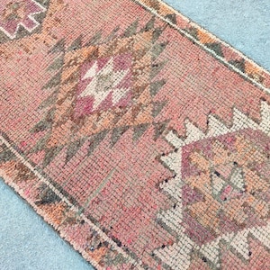 3x13 Vintage runner rug Red, Turkish runner 3x13, Oushak runner Dark 3x12, Red runner rug, vintage Tribal runner, Runner for hallway 2x13