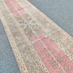Turkish Rug 2x10, Oushak Rug, Hallway Stair Narrow Runner, Neutral Rug, Wool Home Rug, Handwoven Rug, 2x10 Vintage Rug, Boho Runner Muted