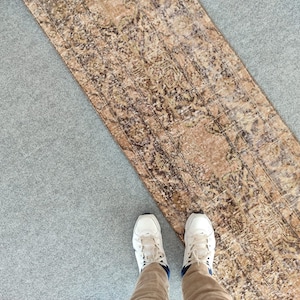 Runner Turkish 2x13 Rug, Muted Rug, Oushak Runner 2x13 Vintage, Narrow Long Runner 13 Ft, Neutral Runner, Kilim Runner, 13 foot Runner Entry