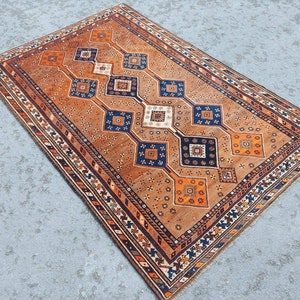 Fabulous Antique Rug, Persian Rug 5x8, Turkish Rug 5x8, Geometric Area Rug 5x8, Custom size Heriz Rug, Vintage Rug 5x8, Living Room Rug 5x8