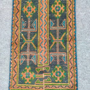 Turkish Stair Runner Rug 11 Ft, Navy Runner Carpet 2x11, Narrow Hall Runner Rug 11 12 foot, Green Runner Oushak, Skinny Runner Rug 2x11