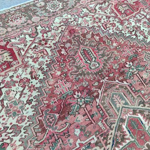 Persian Heriz Serapi Rug 9x11, Oriental Rug, Large Rug, Ethnic Rug, 9x12 Mahal Rug, Oversize Antique Rug, Hand Knotted Rug, Living Room Rug
