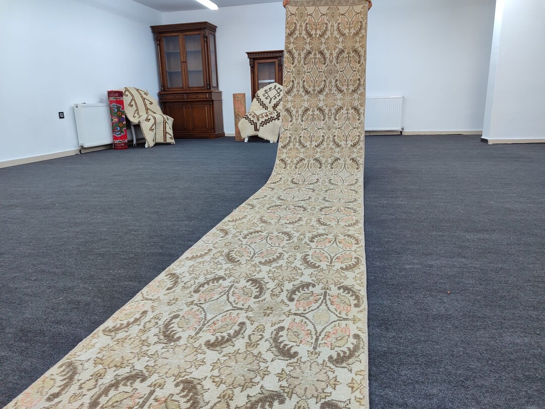 Runner Rug 2x18 Turkish Neutral Runner Oushak Muted Rug Etsy