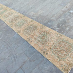 Stair Runner 3x21 Turkish Rug Long Runner, Vintage Runner, Extra Long Runner, 3x21 Oushak Rug, Hallway Rug, Antique Wool Knotted Runner 21ft