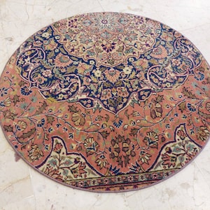 Round Rug Vintage, Doormat Rug, Bathroom Rug, Round Rugs for Living Room, Table Rug, Decorative Rug Entry, Oval Rug Handmade, Turkish Rug