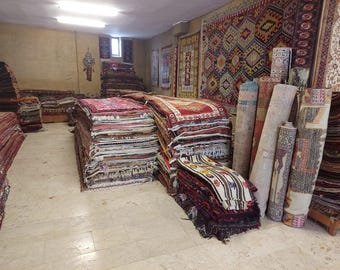 4x7 Persian Rug Antique, Vibrant Rug, Heriz Rug, Persian Carpet, 4x7 Rug, Navy Rug, Deep Color Rug, 1900s Rug, Red Rug, Antique Carpet Rug