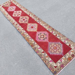 Runner 3x11, Red Turkish Runner 3x11, Vintage Runner 3x11, Oushak Runner 3x11, Geometric Runner Rug, Red Herki Runner, Persian Runner 3x11