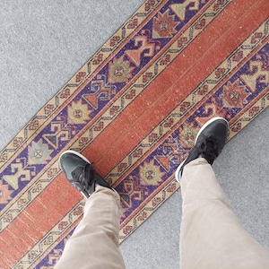 Turkish Runner 2x11, Oushak Runner Narrow, 2x12 Vintage Rug Runner, 2x11 Runner Stair Oushak, 2x12 Runner, 11 12 foot Runner Turkish 2x11