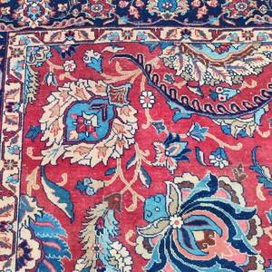 Antique Heriz Rug 8x11, Large Persian Rug 8x10, Oversize Vintage Navy Rug 8x10, Traditional Area Rug Red, Hand Knotted Tribal Rug 7x10 8x10 image 3