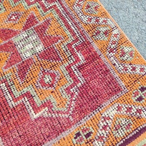 Persian Rug, Runner Rug Neutral, 3x11 Kurdish Herki Runner Rug, Red Runner Wool, Handmade Rug, Anatolian Runner, Turkish Runner 3&#39; width