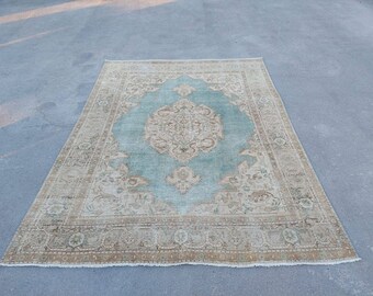 8x10 Persian Rug Vintage, Area Rug Handmade, Oversized Rugs for Living Room, 8'x10' Heriz Rug Antique, Persian Carpet Large Rug, Area Rug
