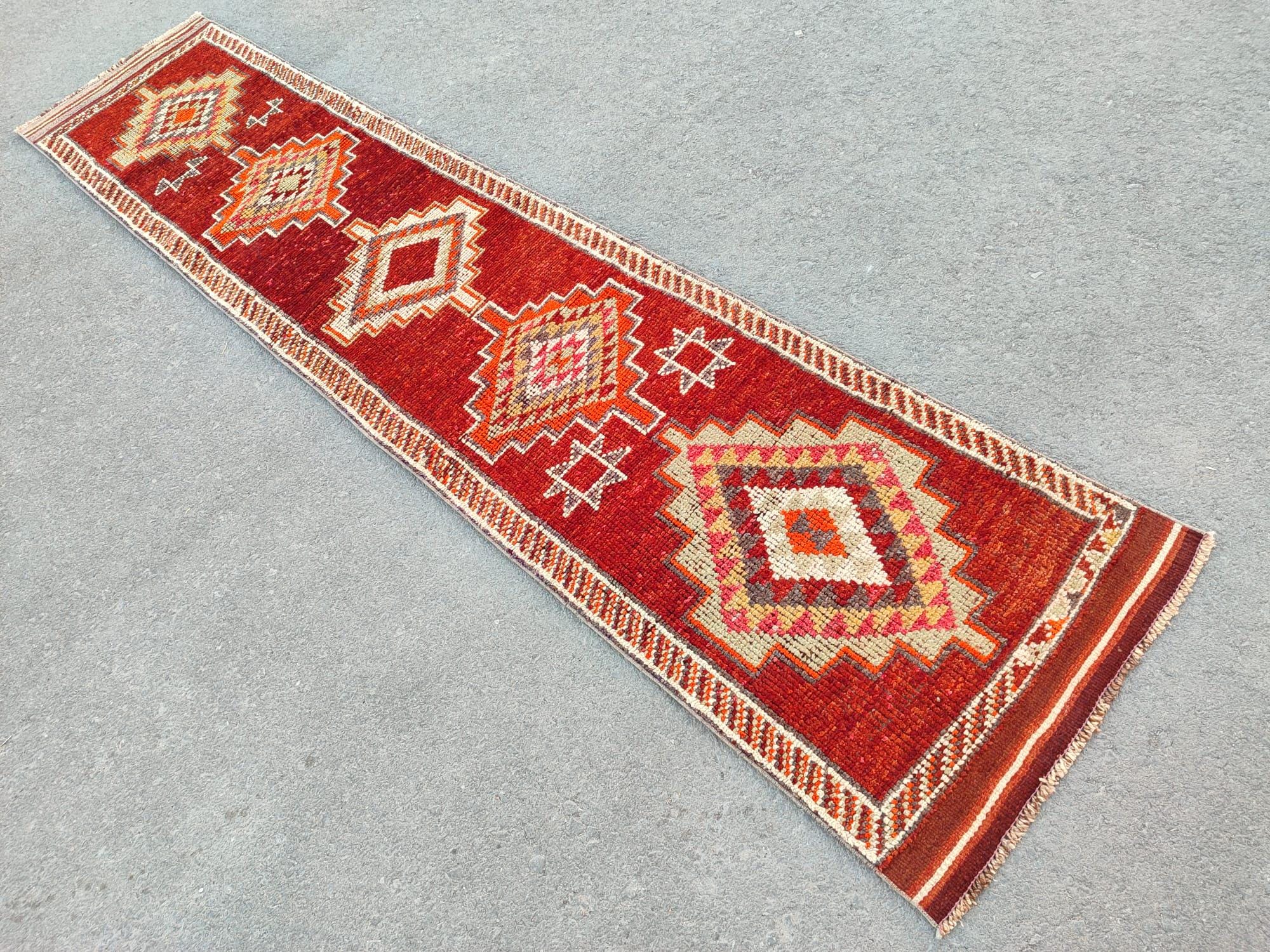 Rusk Color Rug Runners Tribal Runner Rug, Red Vintage Runner, Turkish Runner, Home Decor Items ...
