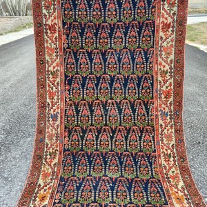 Persischer Teppichläufer 100x190, Antiker Läufer 100x190, Dunkelblau/Marineblau