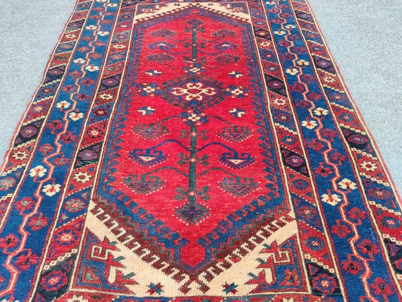 ⌘ antique 絨毯　③ ⌘ Rug Turkish Vintage 3x5 Red Area Antique Rug, Anatolian Rug