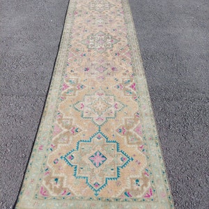 3x12 Persian Runner Vintage, Entry Runner Antique, Runner Muted, Runner Herki Rug, 3x12 Persian Runner Wool, Tribal Runner Kurdish 3x12