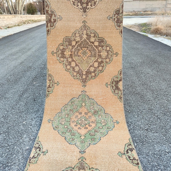Alfombra de pasillo de 23 x 24 pies, alfombra de pasillo turca vintage de 23 x 24 pies, alfombra de pasillo de 2 x 23 x 24 pies, alfombra de pasillo Herki, alfombra de pasillo extra larga, alfombra de pasillo de 24 pies