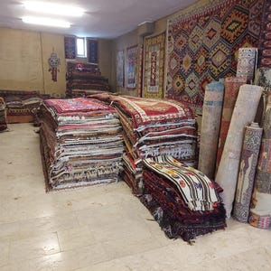 Turks tapijt marineblauw, loper vintage, klein tapijt neutraal, 2 x 5 loper Oushak, boho kort loper tapijt, 2 x 5 handgemaakt tapijt, minimalistisch tapijt