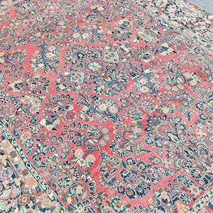 Persian Mahal Rug 9x12 Antique Oversize Rug, Area Rug Handmade 9x12, Furniture, Oriental Rug 9x12 Heriz Carpet, Large Living Room Rug 9x12