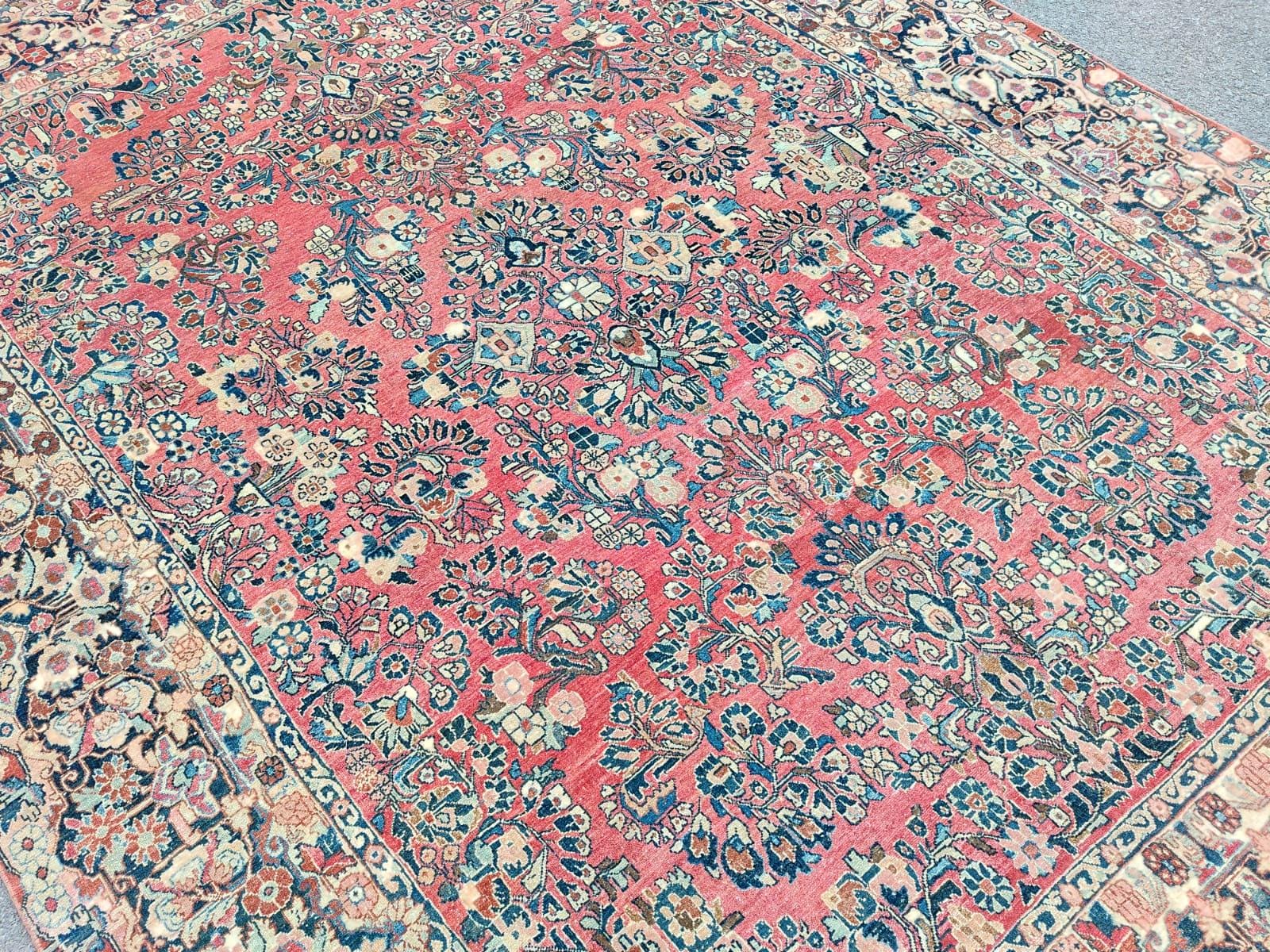 Persian Mahal Rug 9x12 Antique Oversize Rug, Area Rug Handmade 9x12, Furniture, Oriental Rug 9x12 Heriz Carpet, Large Living Room Rug 9x12