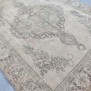 Vintage Persian Rug 9x12, Large Handmade Area Rug 9x12, Oversize Antique Rug 9x12, Oushak Neutral Living 9x12 Bedroom Rug, Bohemian Rug 9x12