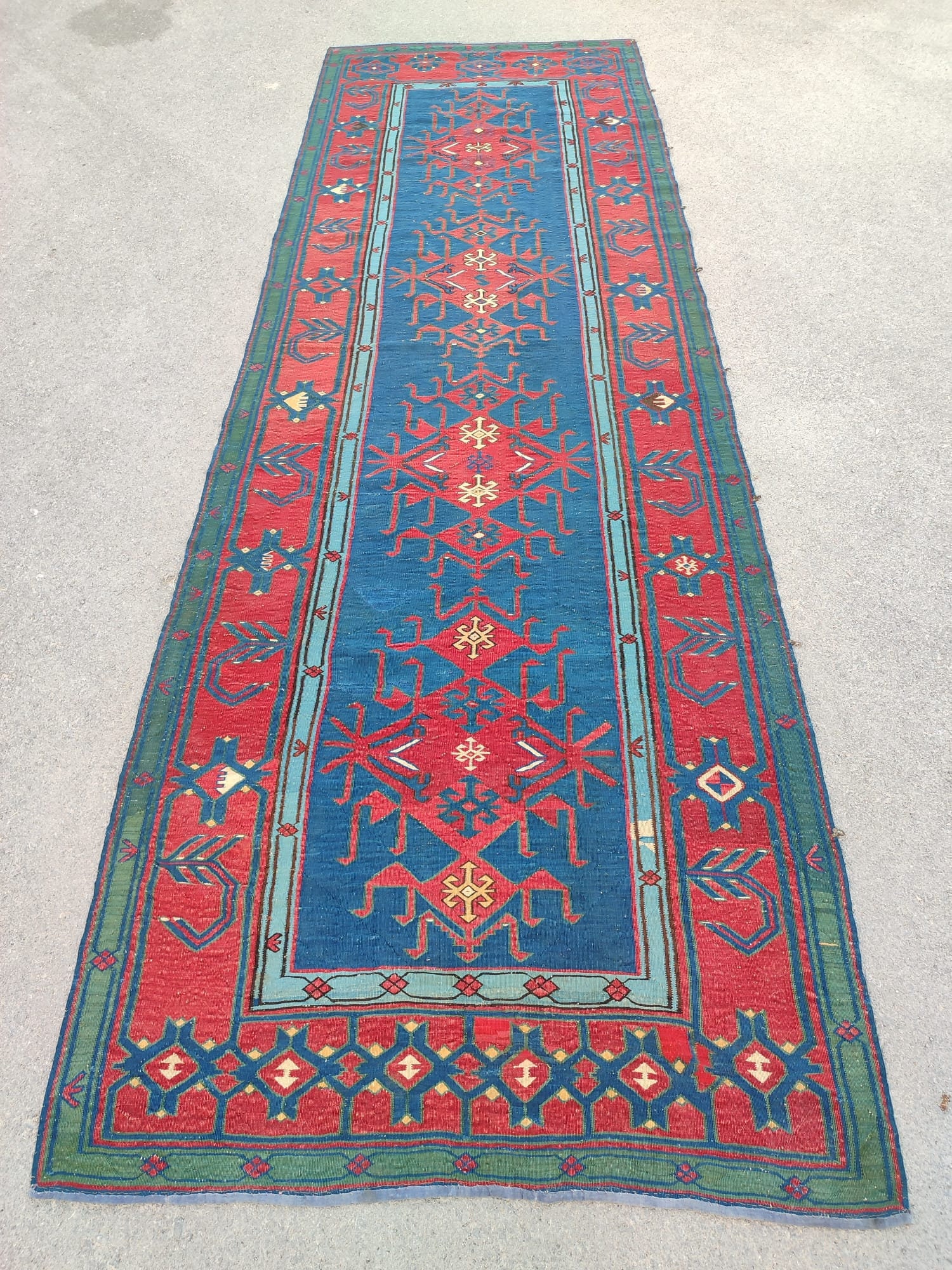 Tapis De Coureur Senneh Rouge - Tribal Khan Moh - 2.5x9 - Laine Nouée Main