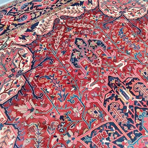Heriz Rug 10x13, Persian Large Rug, Traditional Rugs, 10x13 Vintage Oversize Rug, Antique Rug 10x13 Area Red, Living Room 10x13 Rug Bedroom