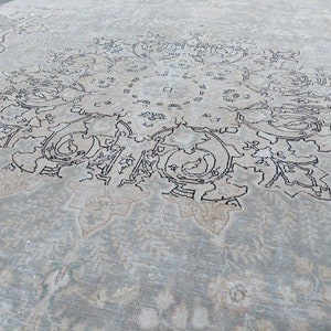 10x13 Persian Rug Vintage, Oversized Rug, Rugs for Living Room, Heriz Rug 9x12, Persian Rug Antique, Neutral Turkish Area Rug Large 10x13