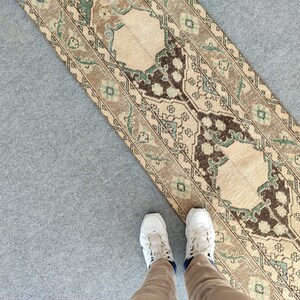 Runner Turkish 2x13 Rug, Muted Rug, Oushak Runner 2x13 Vintage, Narrow Long Runner 13 Ft, Neutral Runner, Kilim Runner, 13 foot Runner Entry