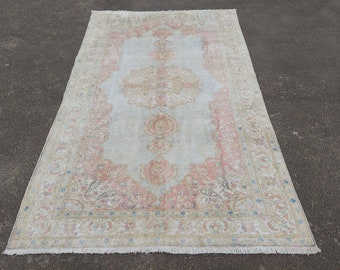 6x10 Turkish Rug Vintage, Neutral Rug Oushak, Area Rug 6x10, Rugs for Living Room, Lighter Rug Vintage