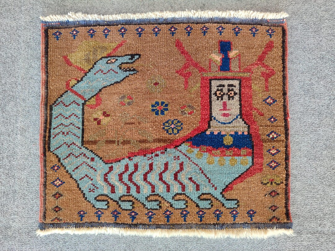 Turkish Snake Pattern Rug, Small Rug 2x2 Boho, Traditional Mat Rug, 2x2 ...