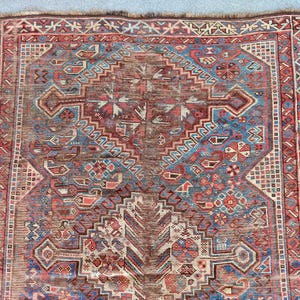 Shiraz Rug 4x6 Antique, Persian Tribal Rugs 5x7, Navy Area Rug, Heriz Serapi Rug 5x7, Antique Furniture Decor Rug, Turkish Rug 5x7 Oushak