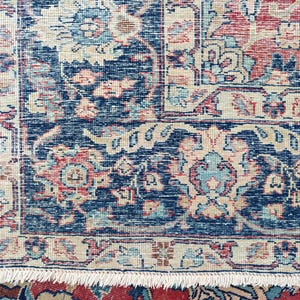 Antique Heriz Rug 8x11, Large Persian Rug 8x10, Oversize Vintage Navy Rug 8x10, Traditional Area Rug Red, Hand Knotted Tribal Rug 7x10 8x10 image 10
