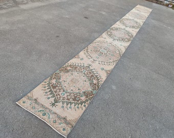 Tappeto lungo turco da 23 piedi, lungo per scale, lungo tappeto da corridoio antico, tappeto lungo turco Oushak 2x23 vintage, tappeto in lana