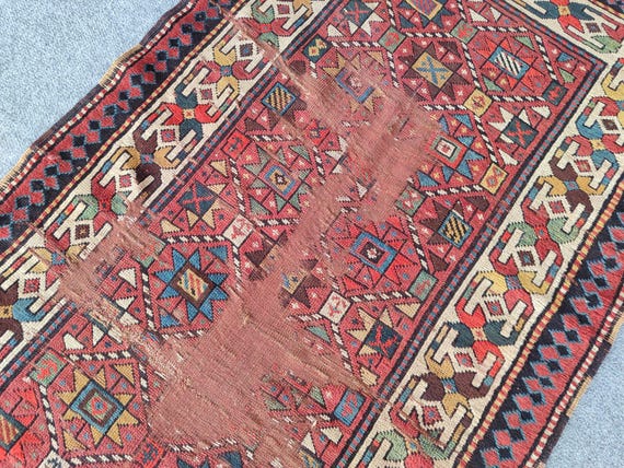 Persian Antique Persian Rug 3x8ft, Oriental Runner Rug, Old Caucasian Runner, Red Rug Runner Handmade, Turkish Runner 3x8, Heriz Runner Rug