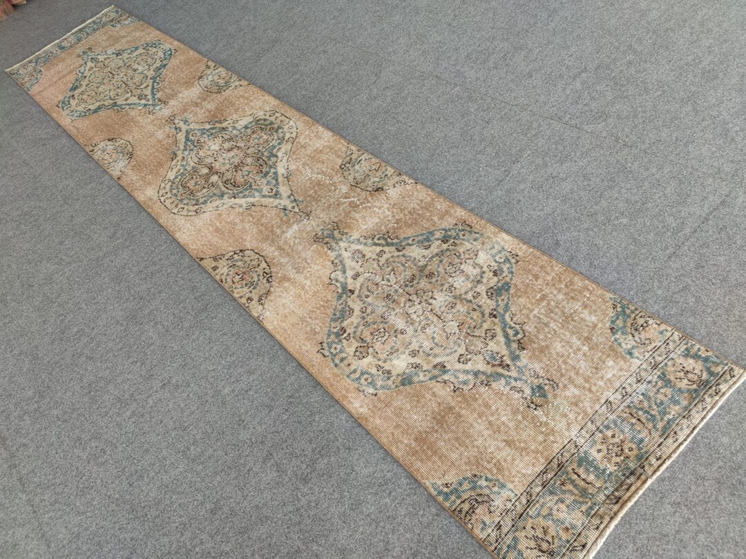 12 Vintage Runner, Oushak Runner, Turkish Runner Rug, 2x12 Runner