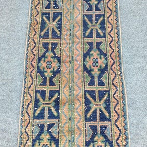 Turkish Stair Runner Rug 12 Ft, Navy Runner 2x12, Rugs, Narrow Hall Runner Rug 11 12 foot, Green Runner Oushak, Skinny Runner Rug 2x12