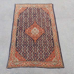 3x5 Persian Rug Vintage, Tribal Rug Handmade, Persian Carpet, Rug 3x5, Rugs for Bedroom, Area Rug 3x5, Small Rug, Antique Rug Persian 3x5