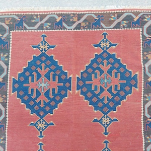 5x10 Avar Kilim, Dagestan Rug, Antique Rug, Caucasian Kilim, Antique Kilim Rug, Vibrant Rug, Avar Rug, Caucasian Rug Vintage, Red Rug