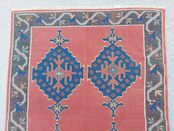 5x10 Avar Kilim, Dagestan Rug, Antique Rug, Caucasian Kilim, Antique Kilim Rug, Vibrant Rug, Avar Rug, Caucasian Rug Vintage, Red Rug