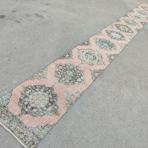 Runner 2x24 Rug, Extra Long Turkish Vintage Runner, Stairs Rug, 23 24 25 feet Runner, Muted Wool Long Runner, Narrow Hallway Rug Antique