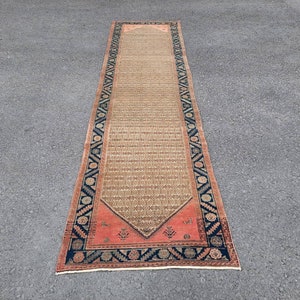 3x12 Persian Runner Rug, Vintage Runner Turkish, 3x13 Runner Rug Persian, Runner for Stairs 3x12, Kurdish Runner Tribal, Persian Runner 3x12