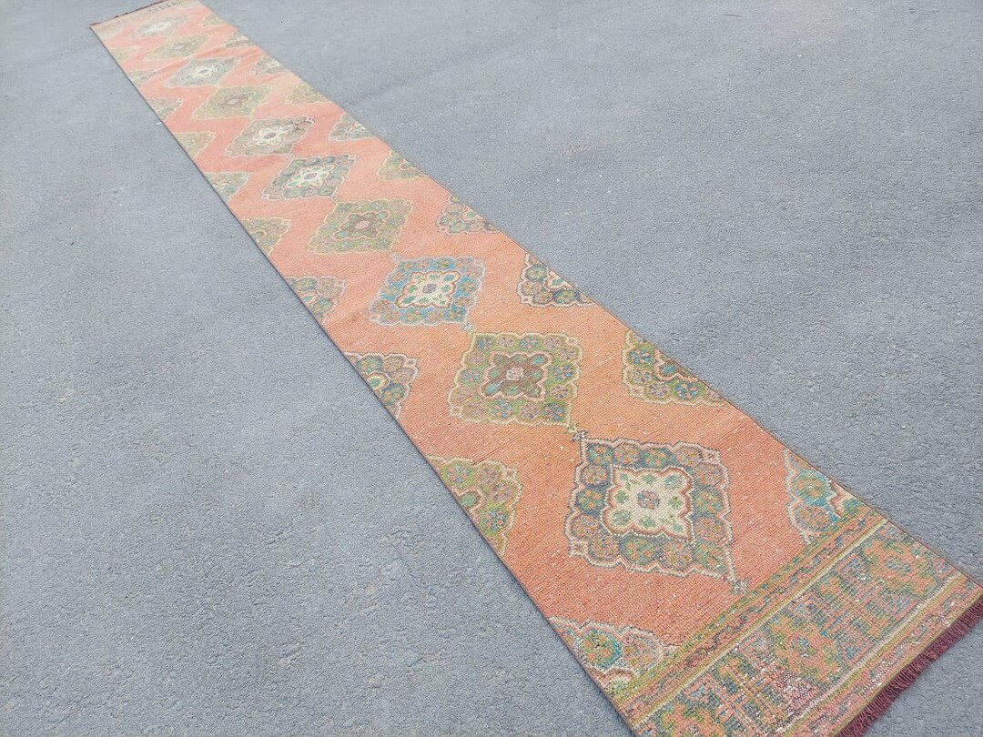 2x20 Orange Rug Runner, Narrow Runner Long Stair, Vintage Runner ...