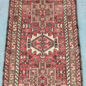 Heriz Runner Rug, Red Runners Vintage, Persian Rug Runner 9 10 Ft, Tribal Wool Runner, Home Decor, 3x9 Turkish Runner, Red Antique Runner